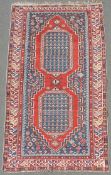 Shirvan rug. Caucasus. Antique, around 1870.199 cm x 118 cm. Knotted by hand. Wool on wool. The good