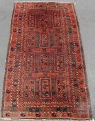 Baluch main carpet. Khorassan. Antique, around 1890202 cm x 122 cm. Knotted by hand. Wool on wool.