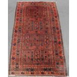 Baluch main carpet. Khorassan. Antique, around 1890202 cm x 122 cm. Knotted by hand. Wool on wool.