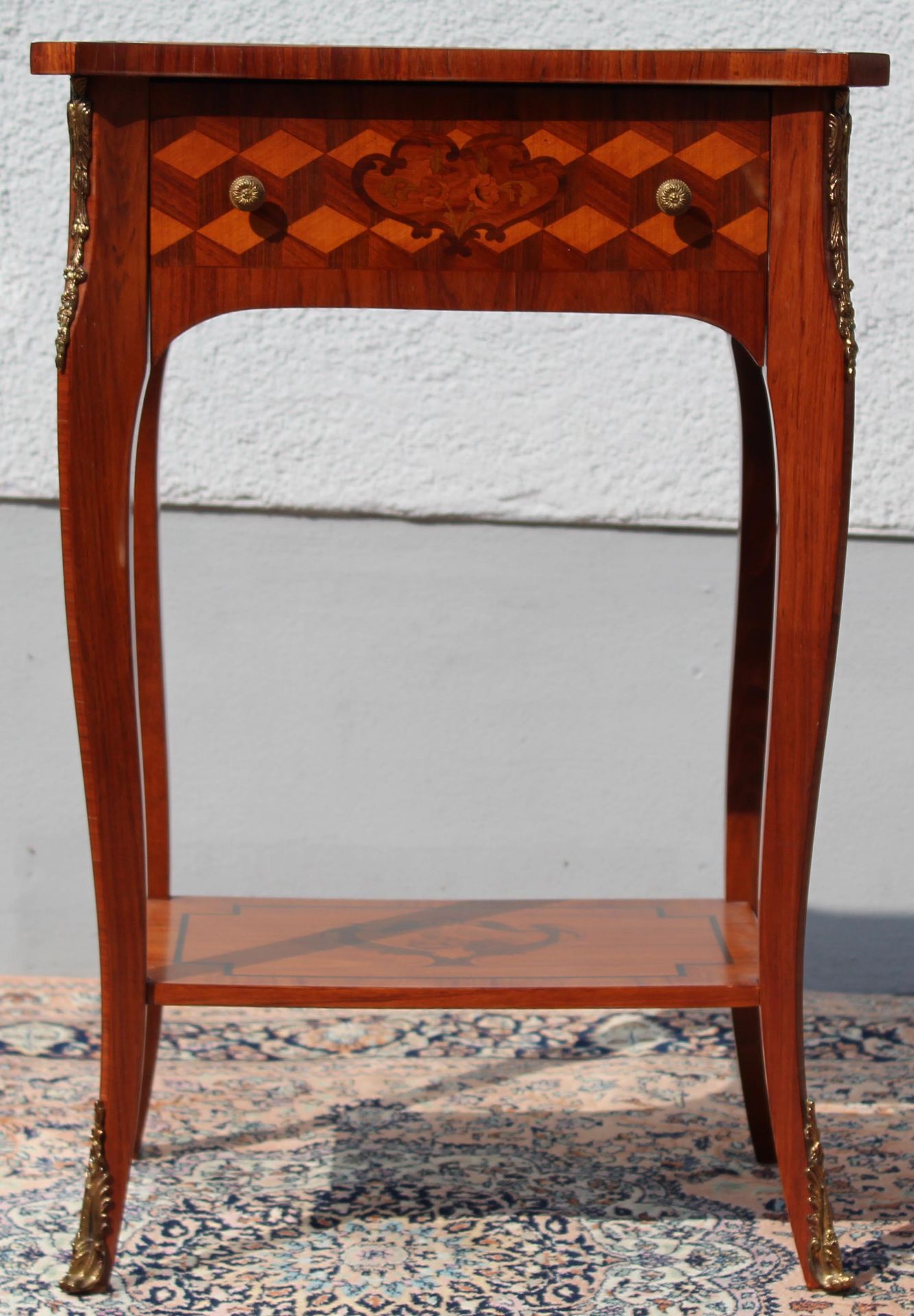 Side table. Louis XV style.69 cm x 45 cm x 39 cm. Marquetry. Drawer.Beistelltischen. Louis XV -