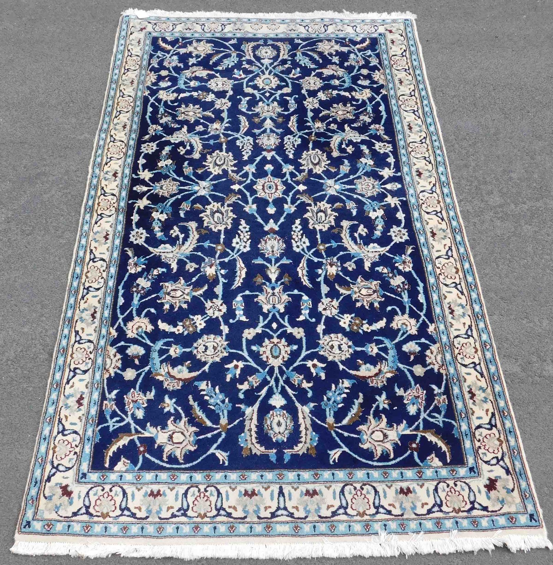 Nain Persian rug. Iran. Fine weave. Allover design.214 cm x 116 cm. Knotted by hand. Wool on wool.