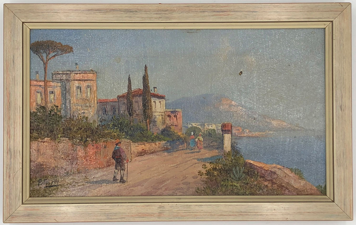 Georg FISCHHOF (1859 - 1914). Gulf of Naples with Vesuvius.19 cm x 32 cm. Painting. Oil on canvas. - Image 2 of 6