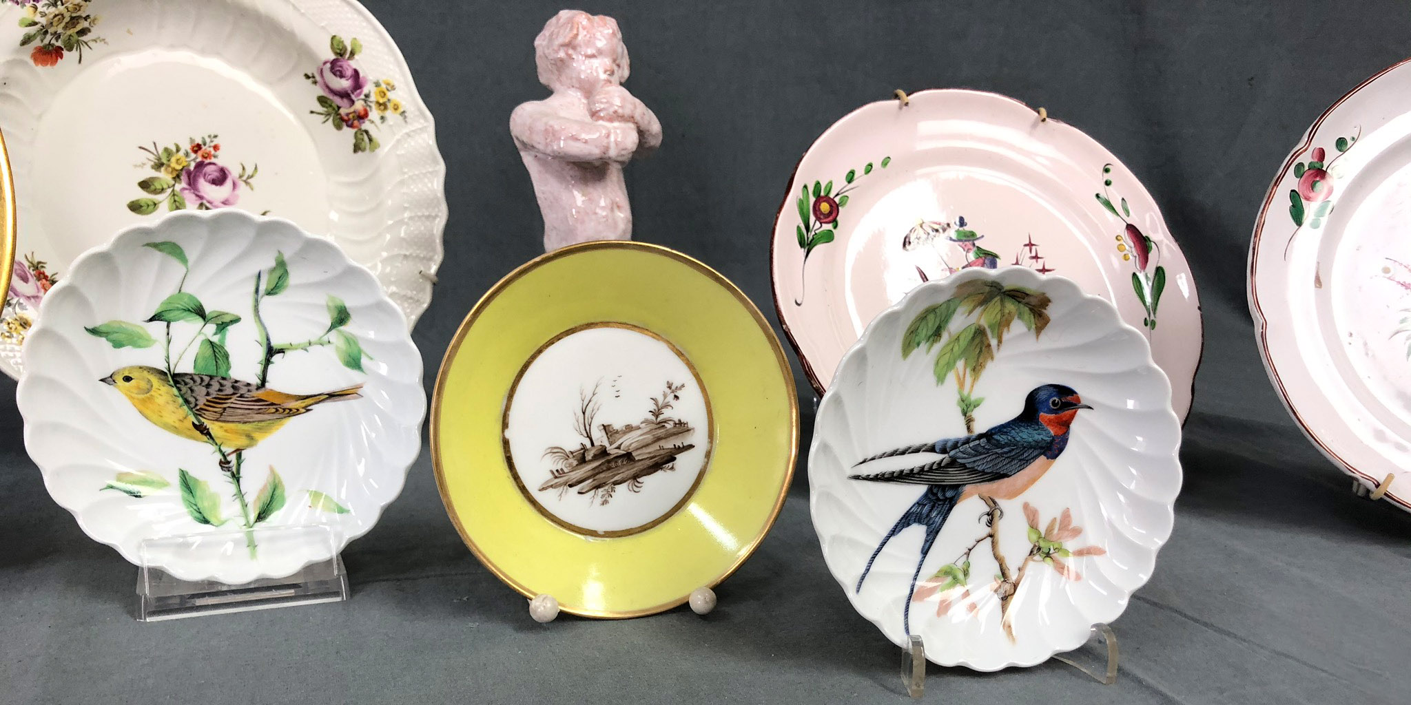 8 parts old porcelain and ceramic.Also a porcelain picture plate Tiergarten 19th century (diameter - Image 4 of 11