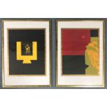 Endre BALINT (1914 - 1986). Two monotypes from 1984.Approx. 51,5 cm x 42 cm. Each signed, dated