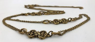 Costume chain. Proably gilded. 19th century.Overall length 160 cm.Trachtenkette. Wohl vergoldet. 19.