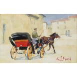Gino Paolo GORI (1911 - 1991). "Ojn Corsa".20 cm x 30 cm. Painting. Oil on canvas on cardboard.