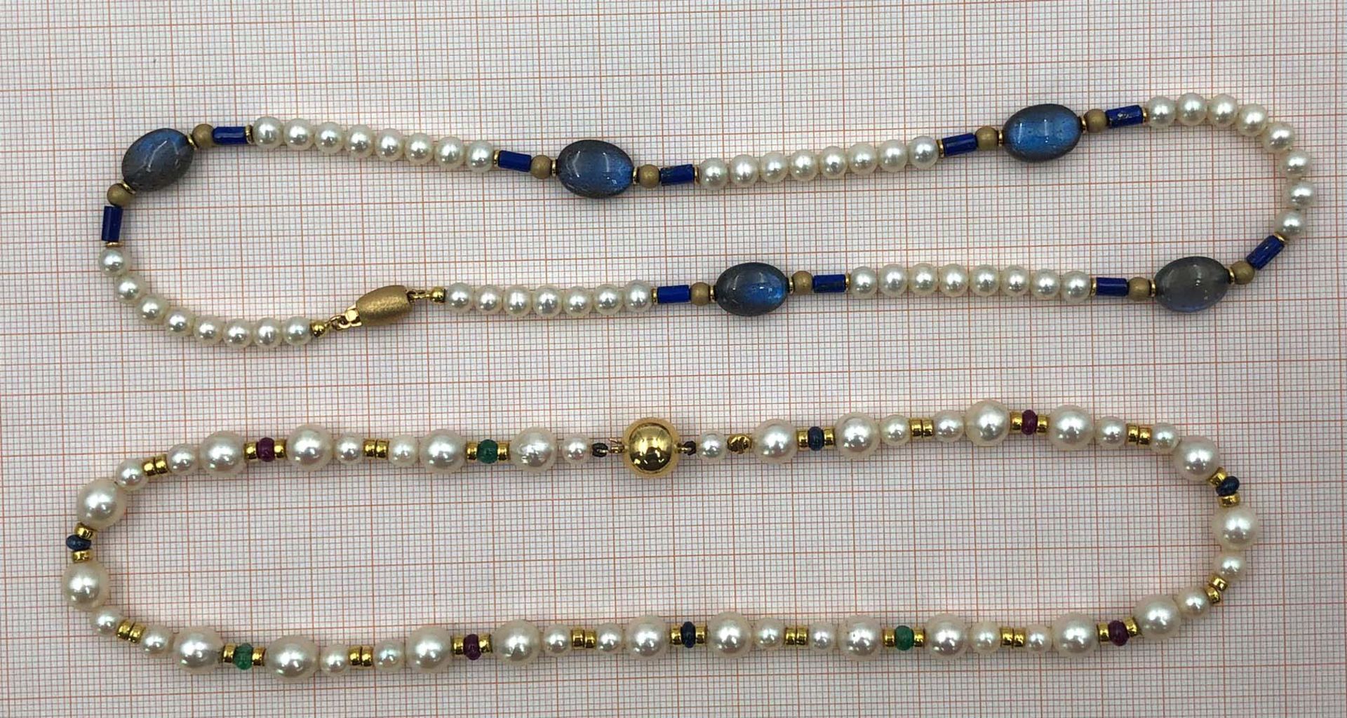 2 necklaces. Arabia. 750 gold, cultured pearls, gemstones.2 Colliers. Arabien. Gold 750, - Image 10 of 10