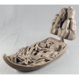 Irmgard SIGG (1934 - ). Memento Mori.61 cm x 27 cm x 35 cm. Terracotta sculpture, stoneware with a