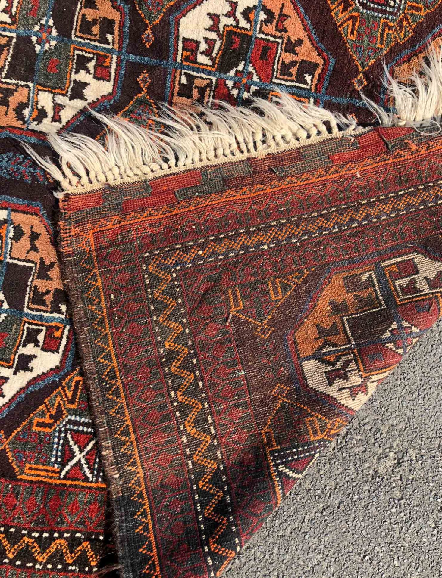 Baluch main carpet. Turkmen from Chorassan. Old, around 1930.280 cm x 155 cm including the flat - Bild 3 aus 12