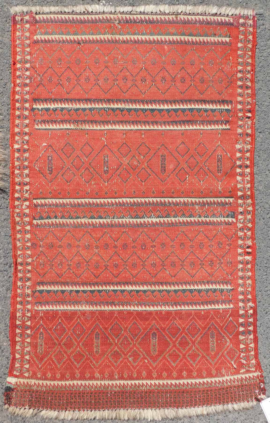 3 Oriental rugs. Handmade. Old / Antique.Lesghi 121 cm x 74 cm. About 70 years old.Ersari prayer rug - Image 2 of 5