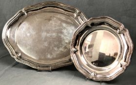 Large serving plate silver 835 and a plate silver 830.1738 grams. Up to 48.5 cm x 37.5 cm.
