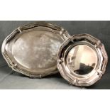 Large serving plate silver 835 and a plate silver 830.1738 grams. Up to 48.5 cm x 37.5 cm.