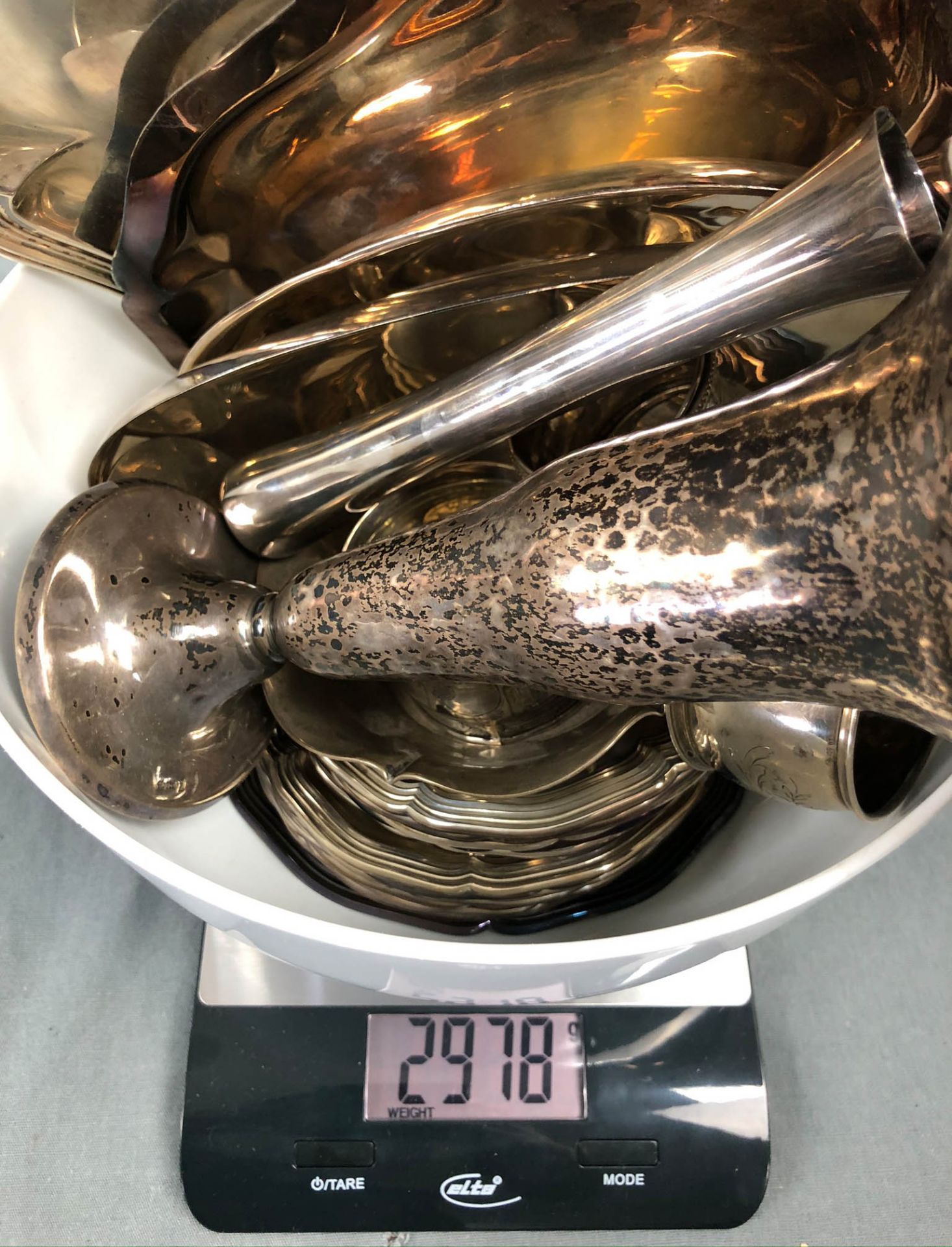 Silver. Trays, coasters, bowls, napkin rings and vases.At least 2353 grams of silver. Weighed - Image 5 of 13