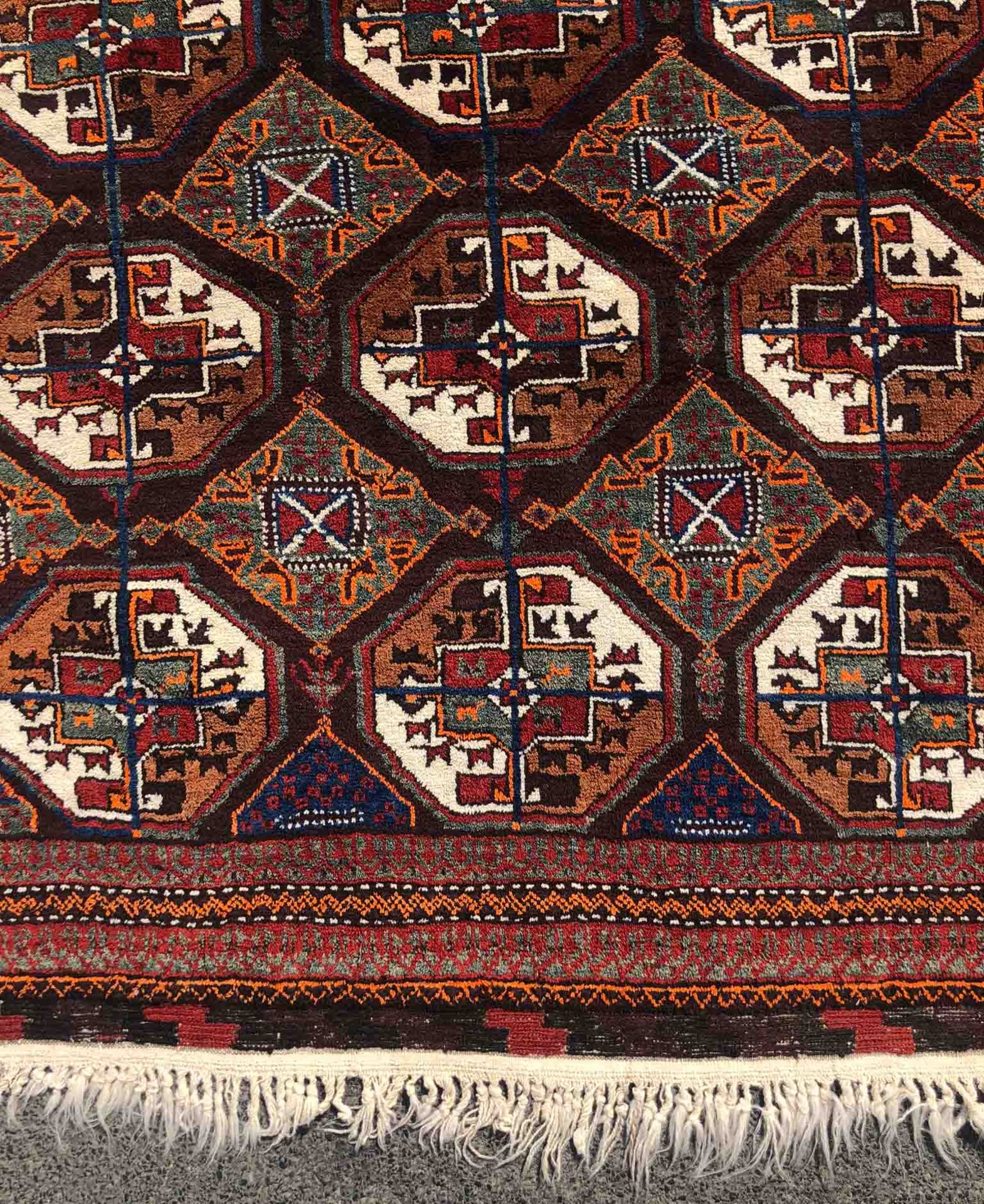 Baluch main carpet. Turkmen from Chorassan. Old, around 1930.280 cm x 155 cm including the flat - Bild 6 aus 12