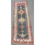 Kurdish tribal rug. Caucasus. Azerbaijan. Antique, around 1890.287 cm x 112 cm. Knotted by hand.