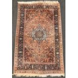 Cashmere Tabriz. India. Fine weave.252 cm x 155 cm. Carpet, rug. Knotted by hand. Wool on cotton.