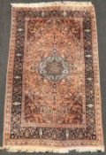 Cashmere Tabriz. India. Fine weave.252 cm x 155 cm. Carpet, rug. Knotted by hand. Wool on cotton.