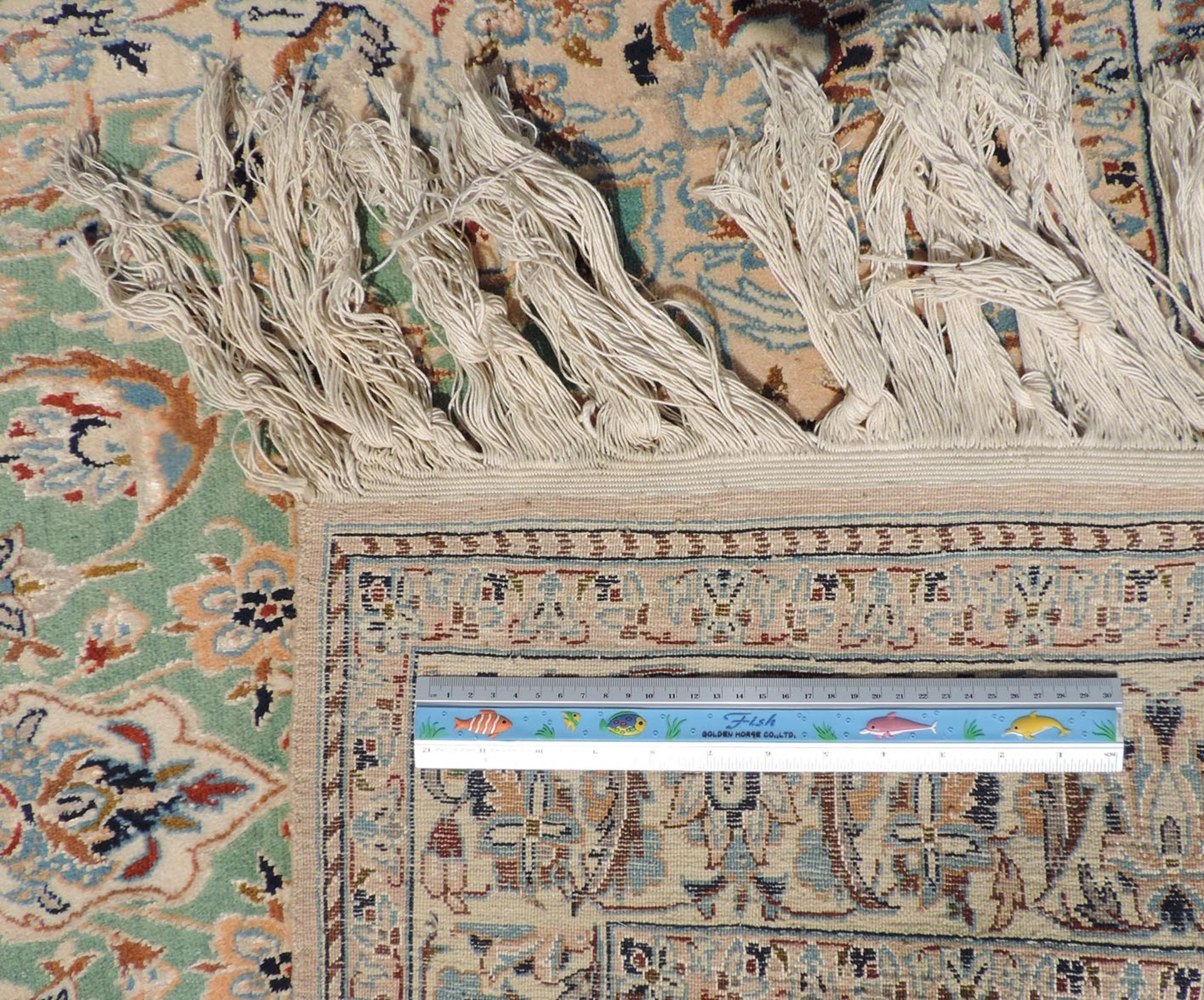 Nain Persian rug. Iran. Very fine weave.214 cm x 113 cm. Knotted by hand. Cork wool and silk on - Image 5 of 6