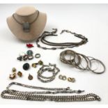 Collection of everyday jewelry. Also silver, also traditional costume jewelryAlso design, costume