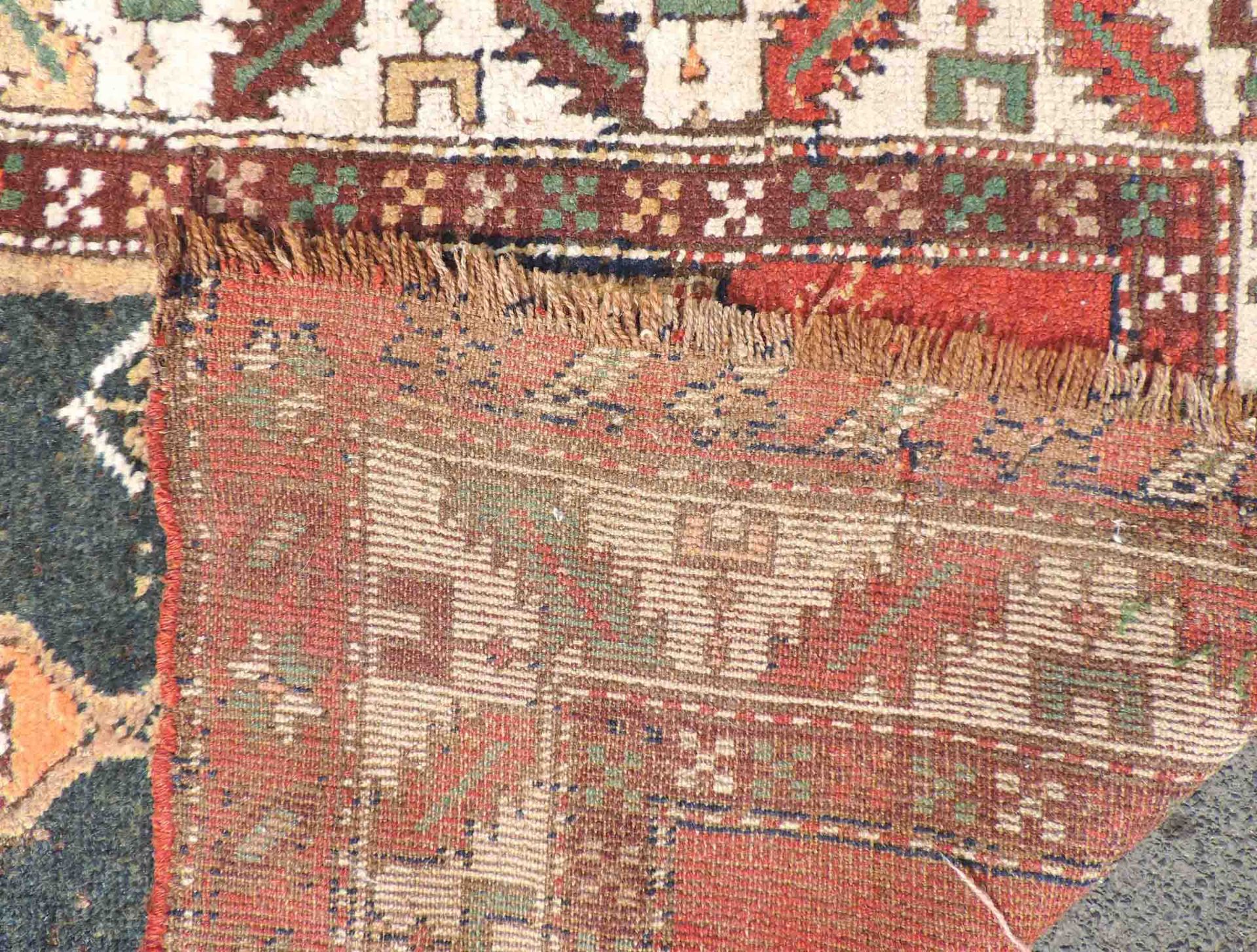 Kurdish tribal rug. Caucasus. Azerbaijan. Antique, around 1890.287 cm x 112 cm. Knotted by hand. - Image 6 of 6