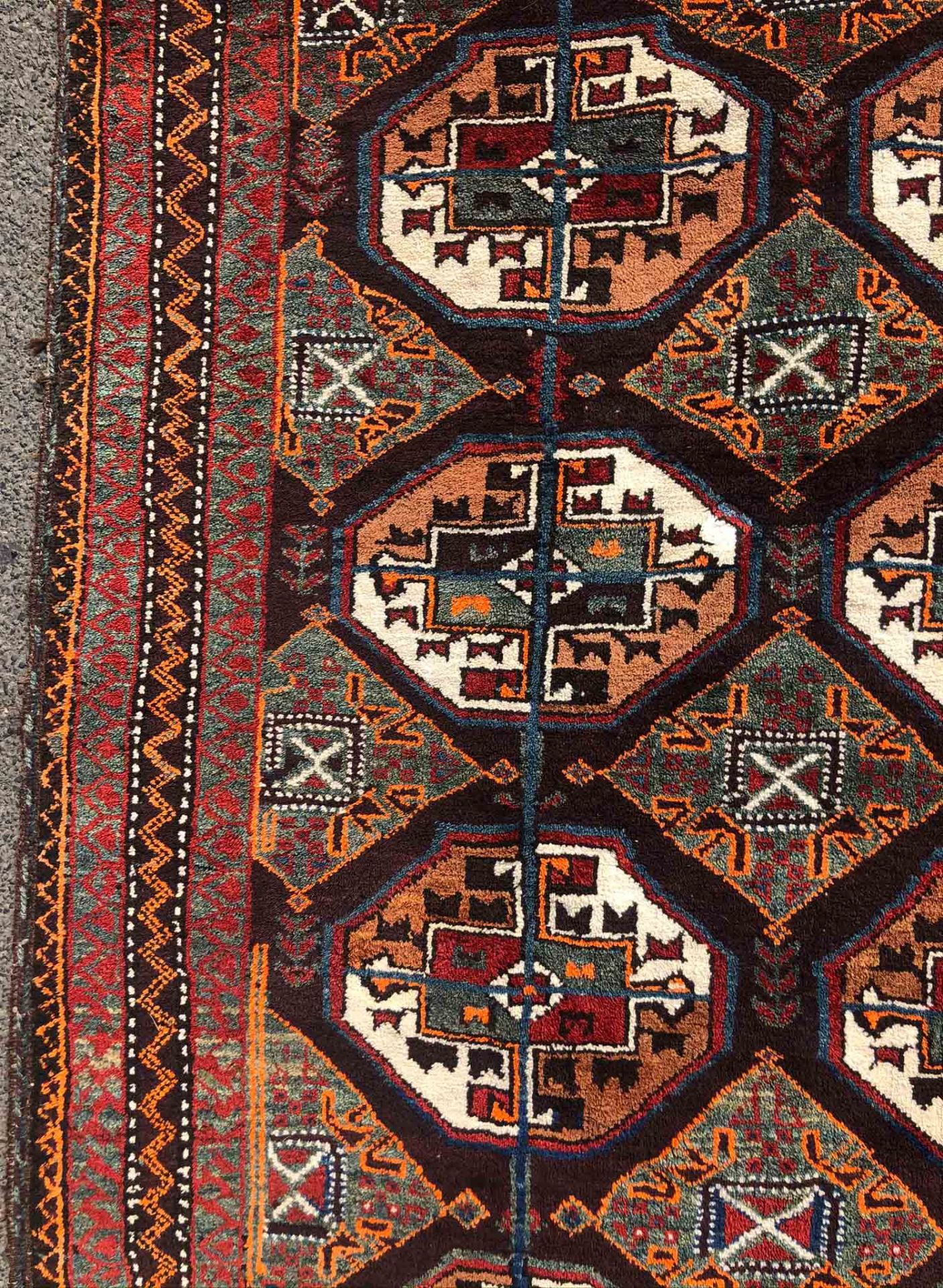 Baluch main carpet. Turkmen from Chorassan. Old, around 1930.280 cm x 155 cm including the flat - Bild 8 aus 12