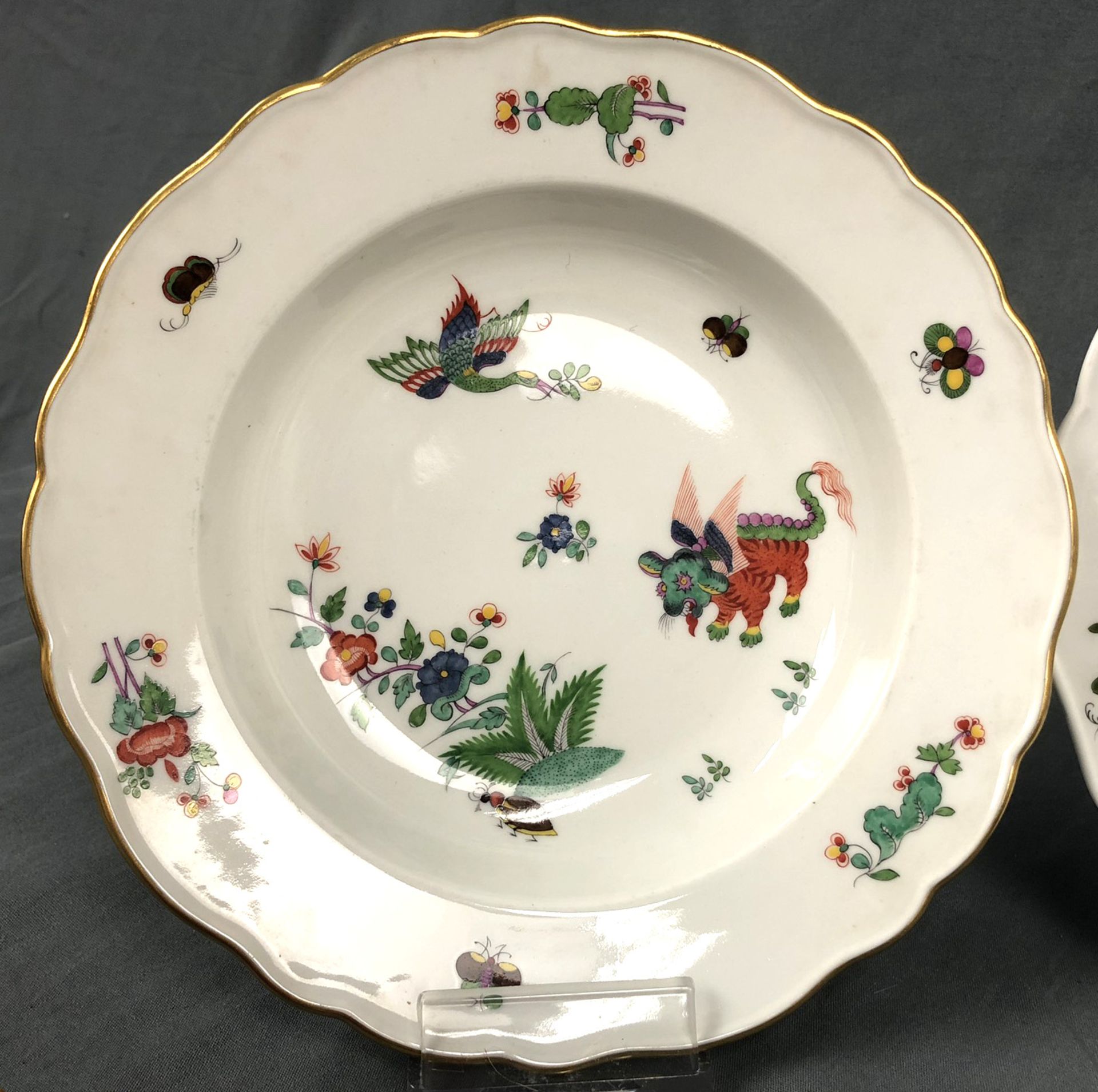 5 plates and a bowl, Meissen. Knaufzeit? Porcelain.Up to 24.5 cm in diameter. With abrasive lines, - Bild 6 aus 9