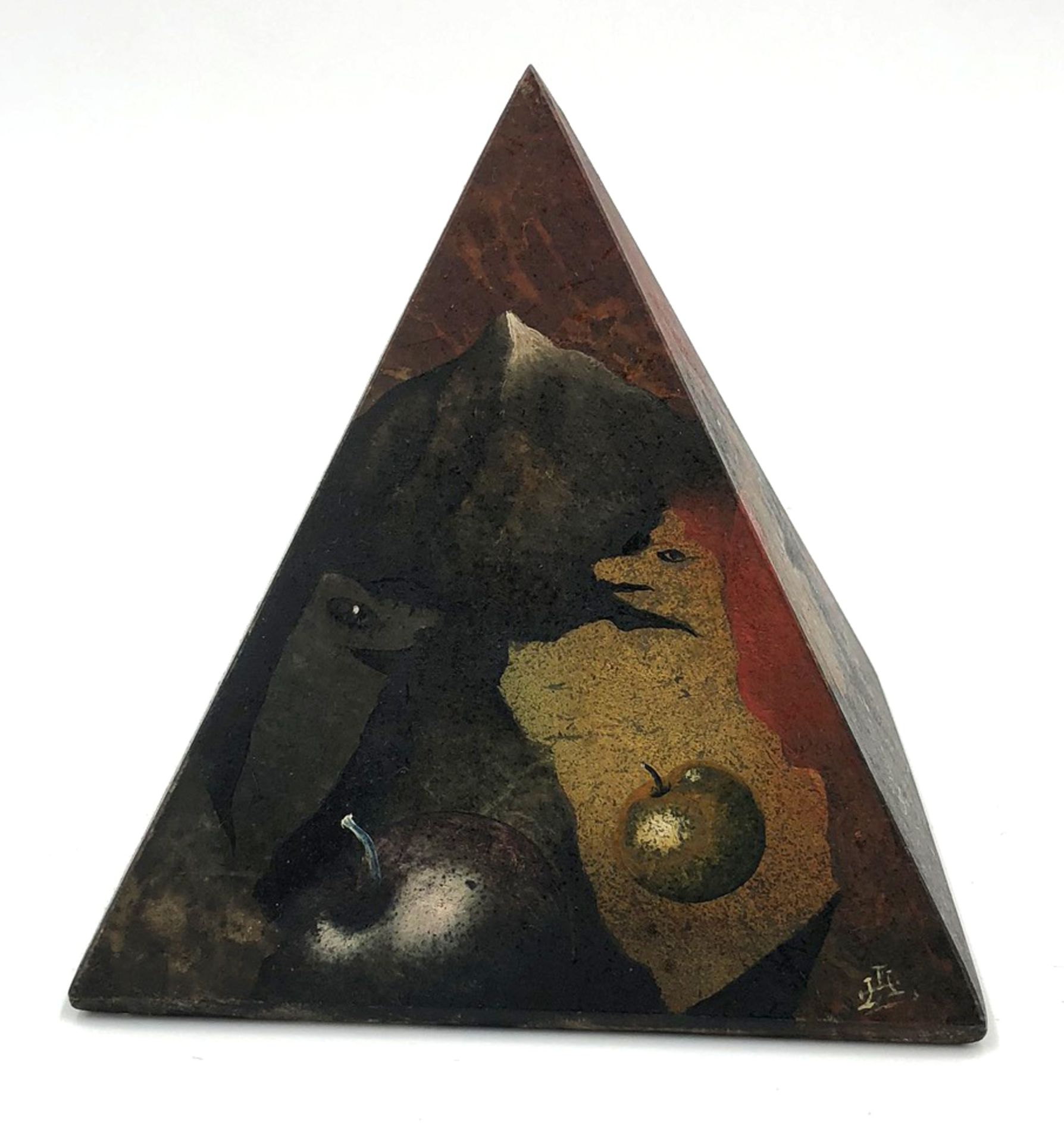 Horst G. LOEWEL (1939 -). ''Die Teidepyramide''.15 cm x 15 x 15 cm. Sculpture. Oil on stone. - Bild 4 aus 9