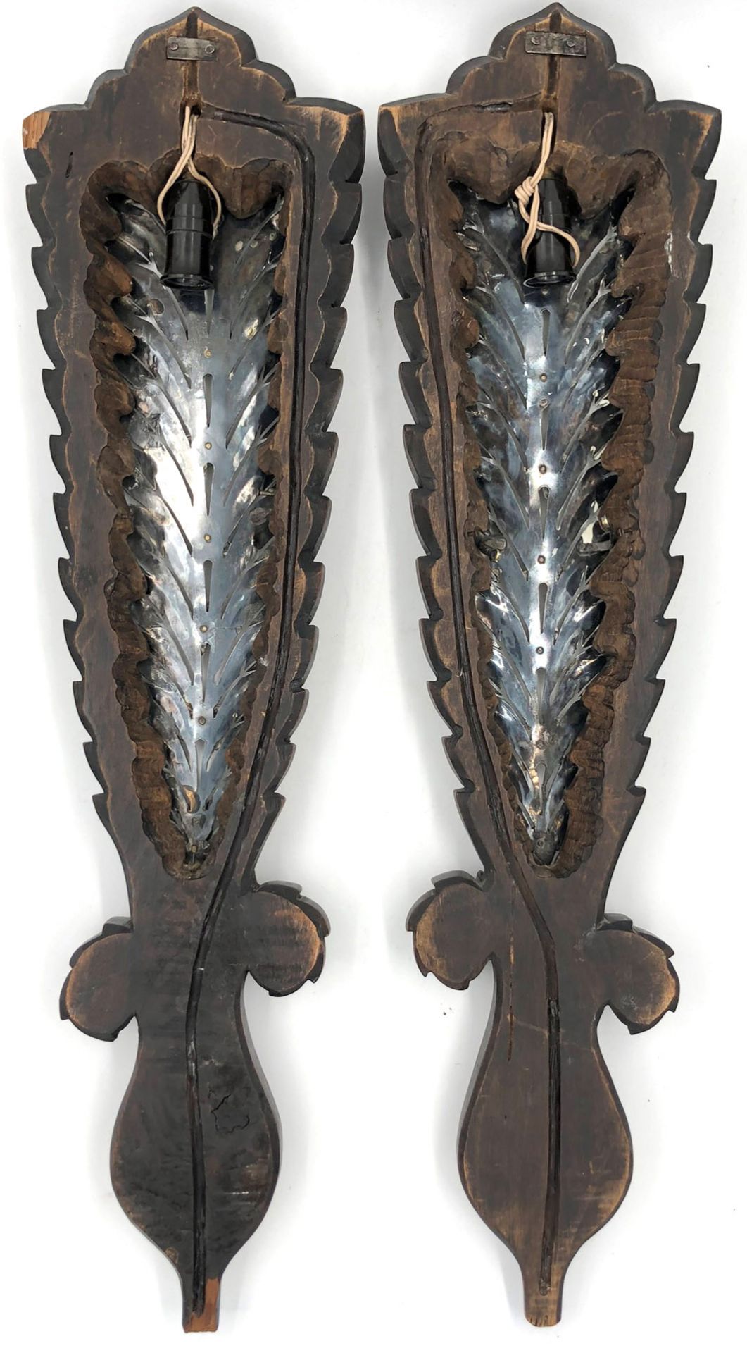 Wall decoration. Silver on wood.Each 71 cm long overall. Silver tested. Proably Mexico around 1968. - Bild 6 aus 9