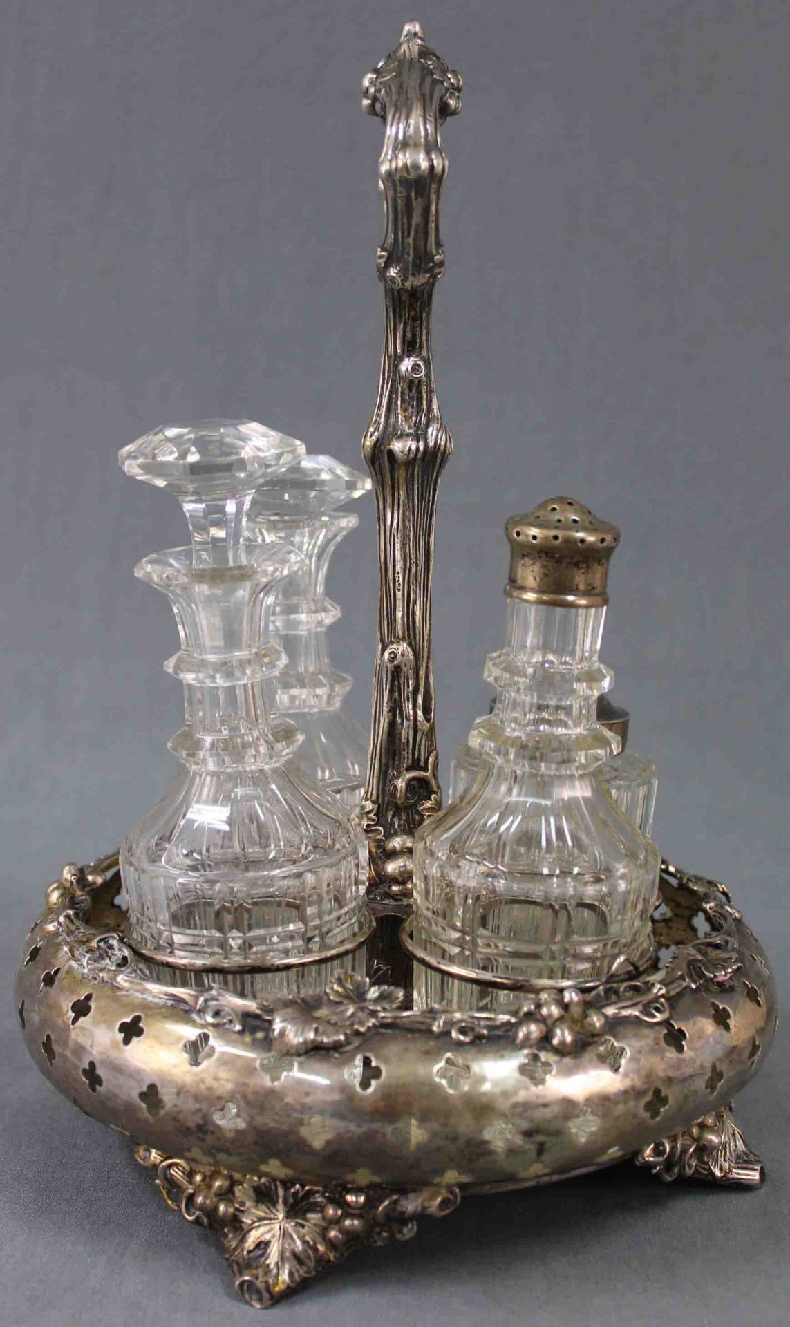 Cruet for vinegar, oil, salt and pepper. Silver, 12 Lot.31 cm high. Condition see photos. Total - Bild 11 aus 16