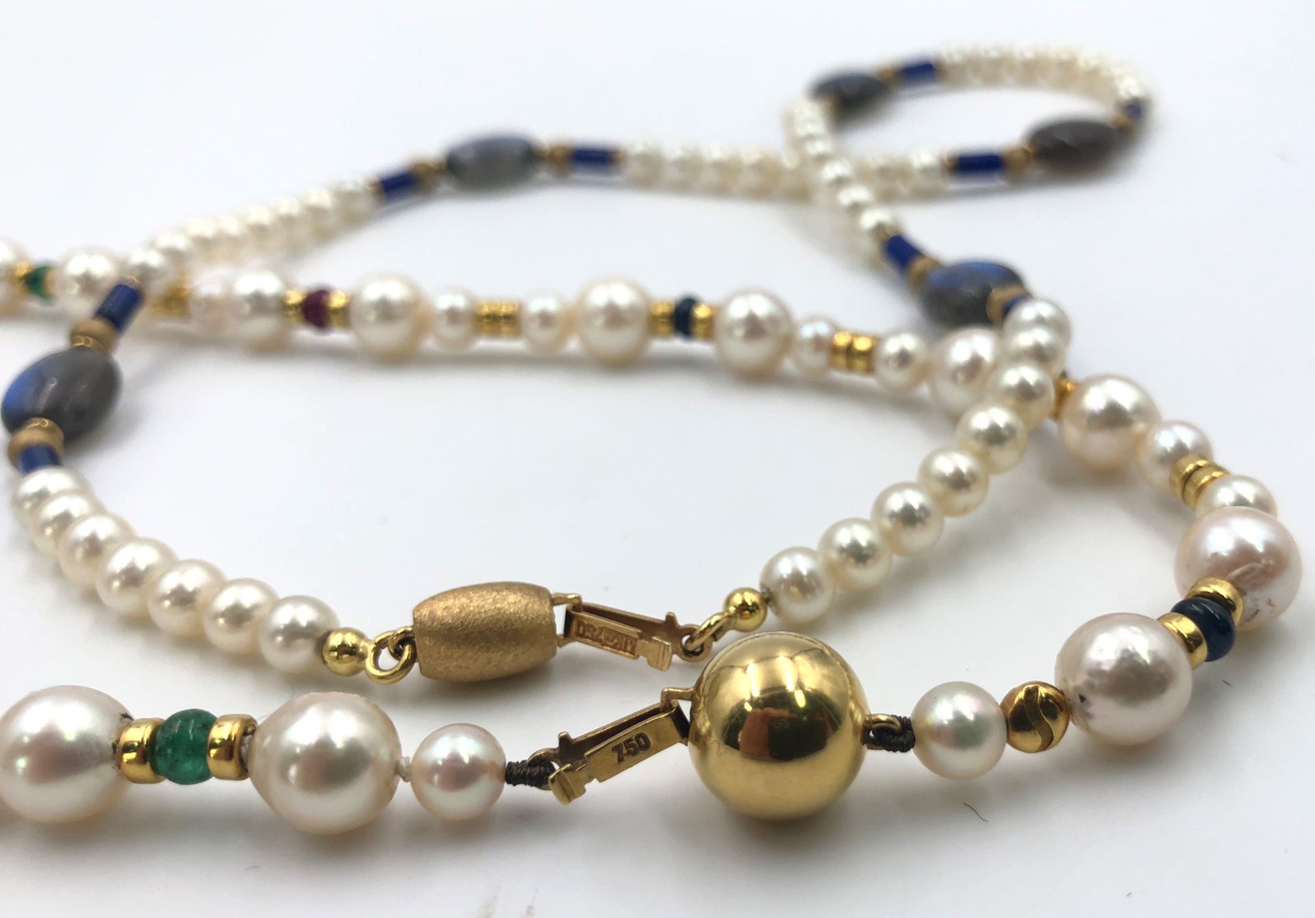 2 necklaces. Arabia. 750 gold, cultured pearls, gemstones.2 Colliers. Arabien. Gold 750, - Bild 8 aus 10