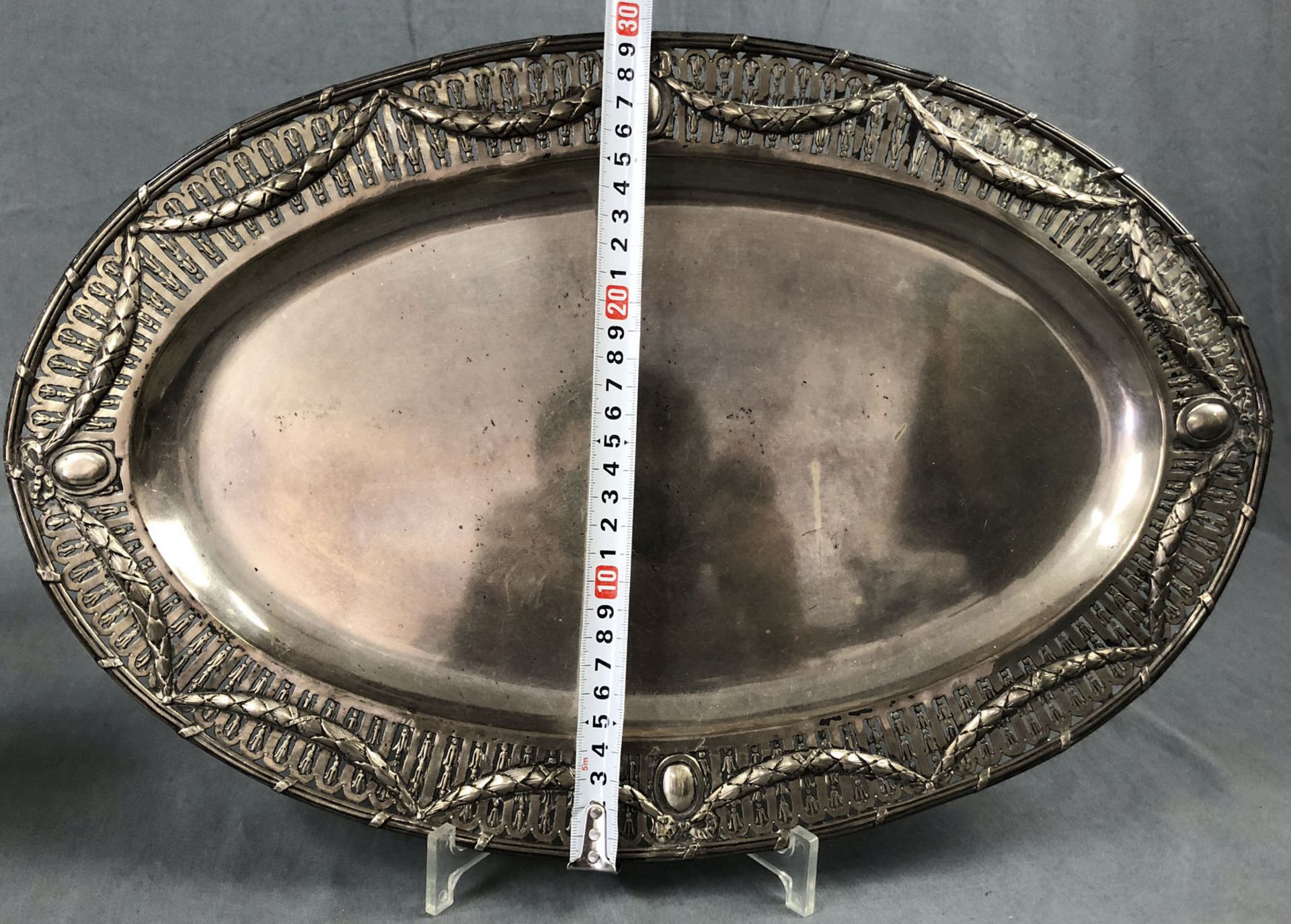800 silver, 6 goblets with glass insert and tray. Art Nouveau.Circa 1850 grams of silver. Hallmarks: - Image 12 of 12