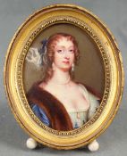 Henry Pierce BONE (1779 - 1855). Lady Mary Feilding.10 x 7.5 cm oval. Enamel on copper. Executed