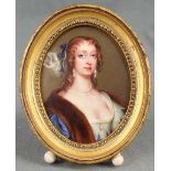 Henry Pierce BONE (1779 - 1855). Lady Mary Feilding.10 x 7.5 cm oval. Enamel on copper. Executed