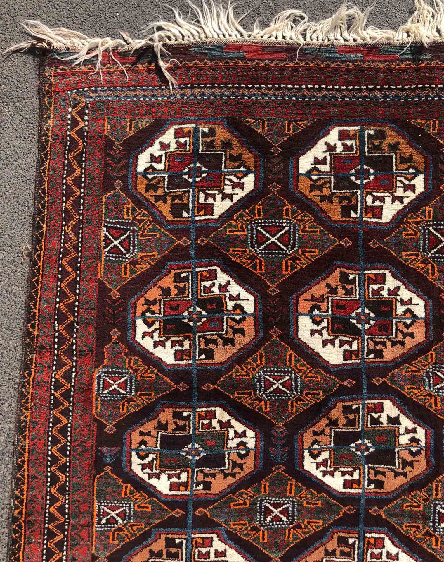 Baluch main carpet. Turkmen from Chorassan. Old, around 1930.280 cm x 155 cm including the flat - Bild 11 aus 12