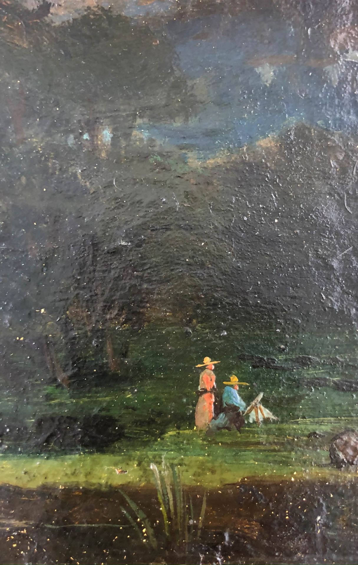 BLURRELY SIGNED (XIX). Alpine landscape, lake.26 cm x 35.5 cm. Painting. Oil on board. Signed - Bild 2 aus 5