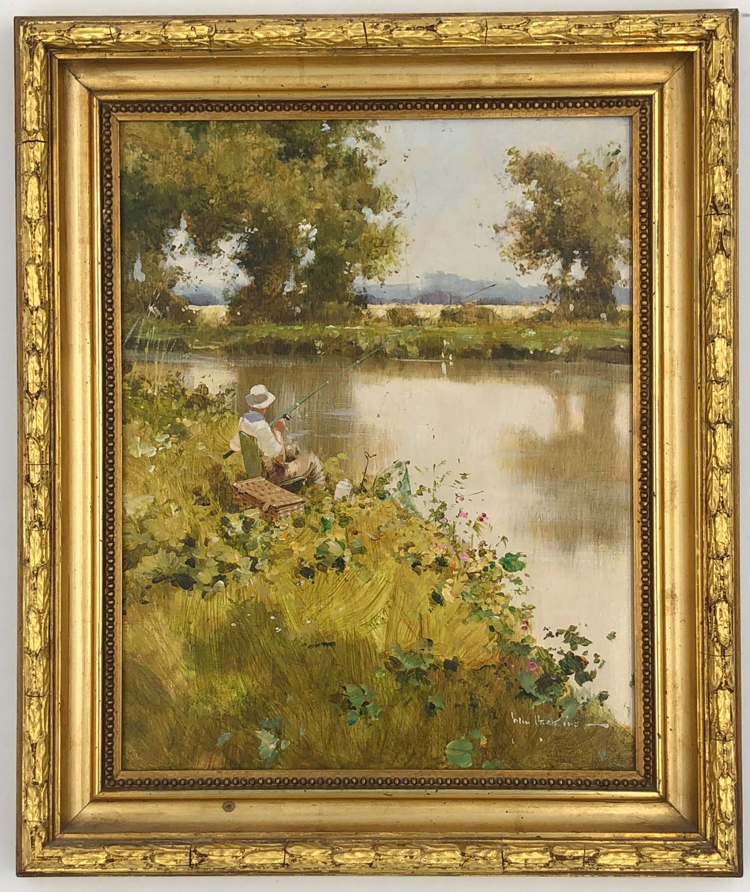 John HASKINS (1938 -). Angler.30 cm x 24 cm. Painting. Oil on wood. Signed lower right.John - Image 6 of 6