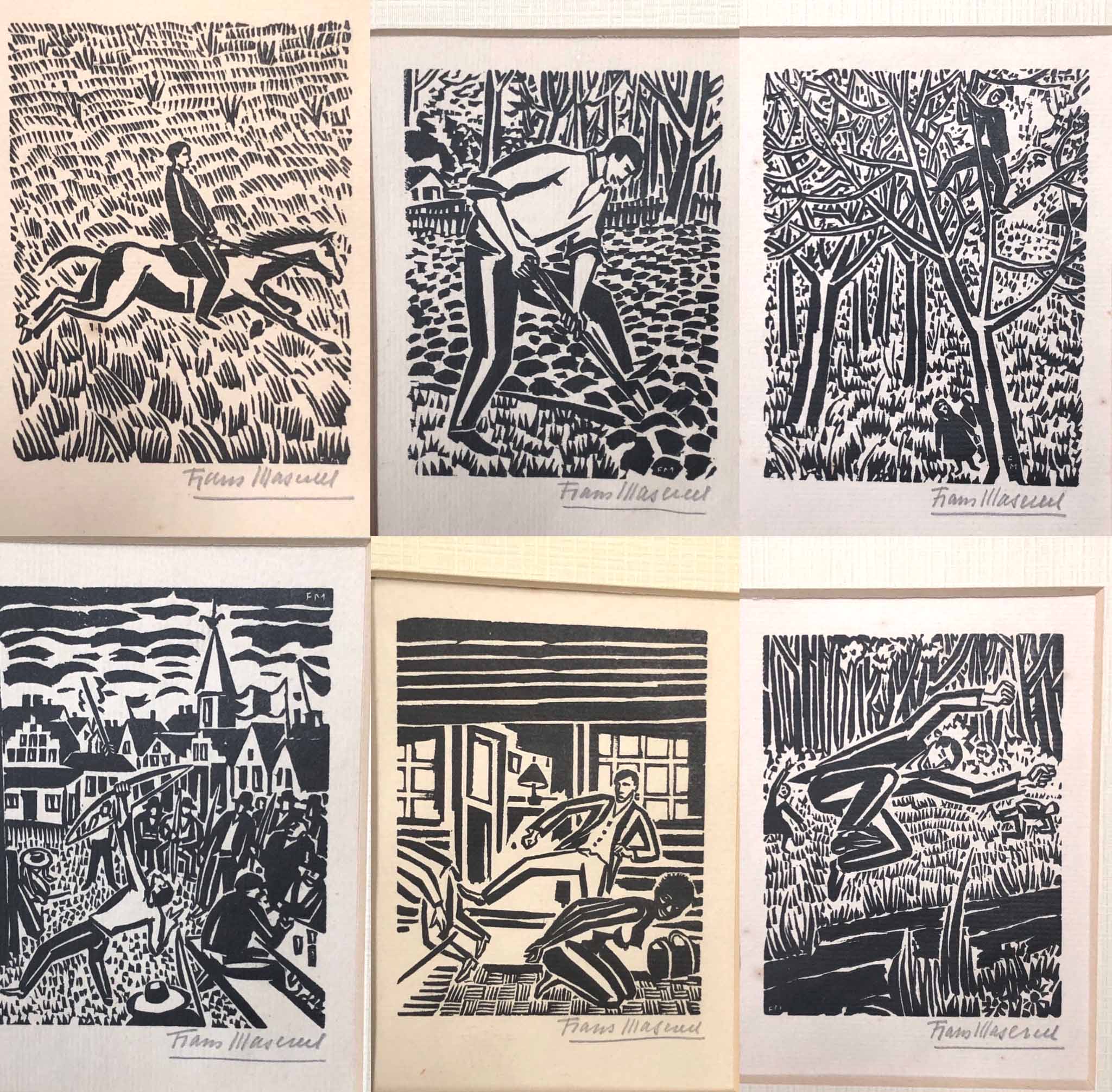 Frans MASEREEL (1889 - 1972). 34 woodcuts.Each circa 9 cm x 6,5 cm in passpartout. 13,6 cm x 10,6 cm - Image 3 of 7