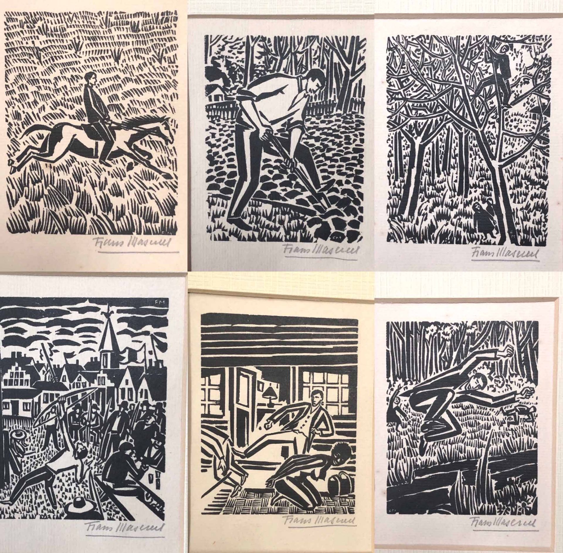 Frans MASEREEL (1889 - 1972). 34 woodcuts.Each circa 9 cm x 6,5 cm in passpartout. 13,6 cm x 10,6 cm - Bild 3 aus 7