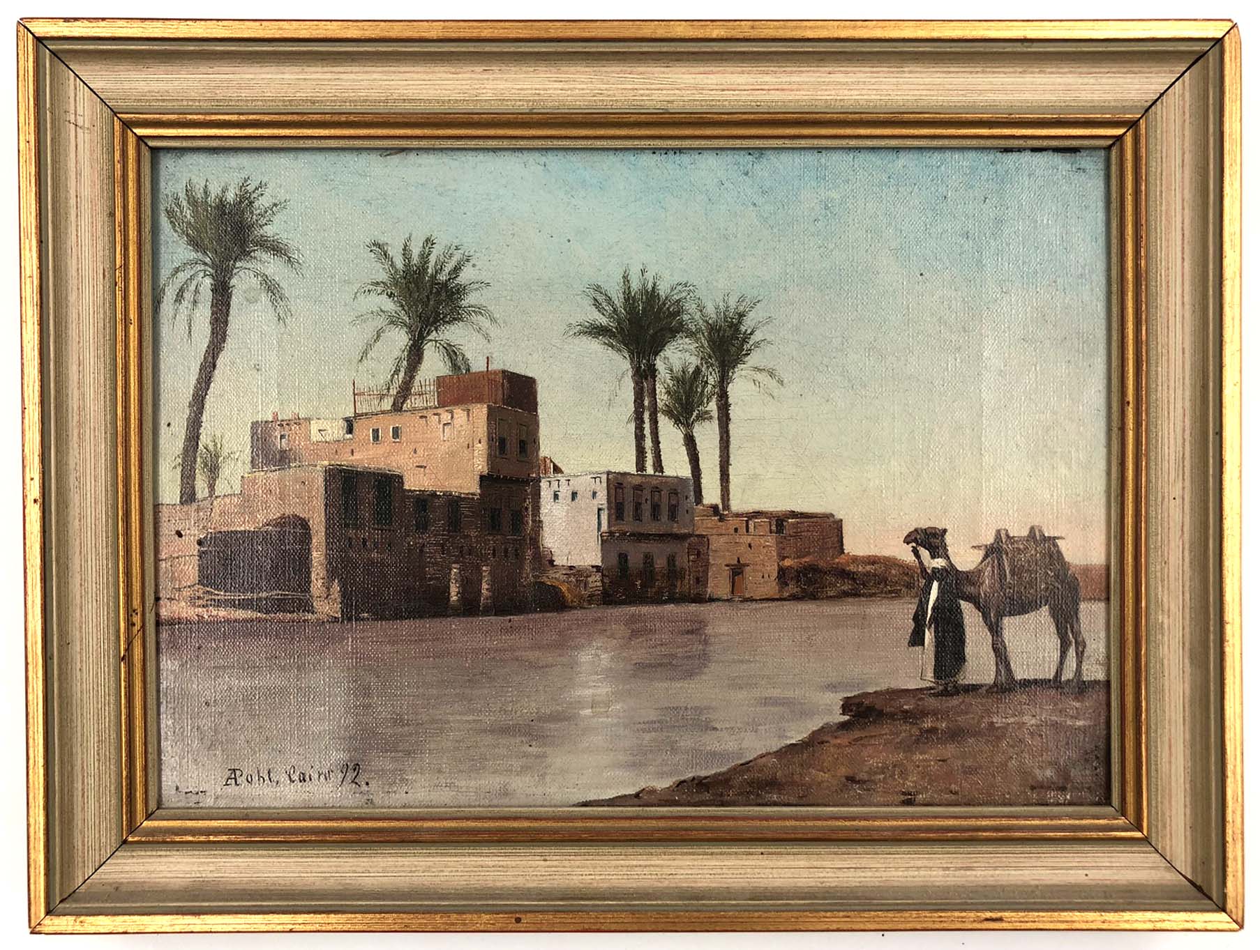 A. POHL (act.1892 - 1907). "Cairo 92". On the Nile. Egypt.19 cm x 27 cm. Painting. Oil on canvas. - Image 2 of 4