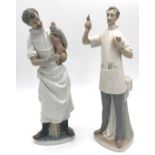 Salvador FURIO (XX). Lladro porcelain, Spain. 2 figures.Each 35 cm high. Dentist (1971),