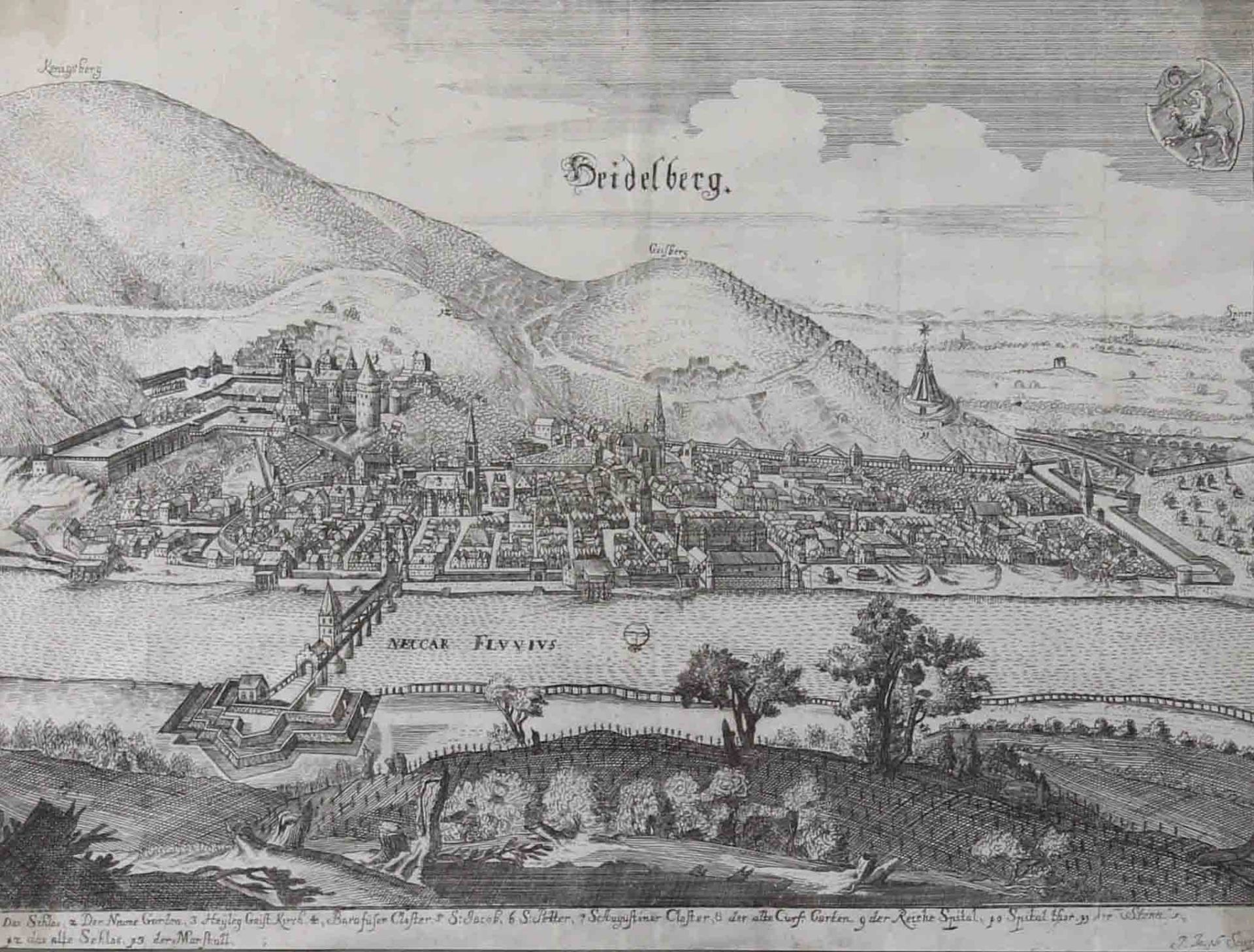 Johann Jacob SENFFTEL (1663/64 - 1729). "Heidelberg".25.5 x 35.5 cm. Engraving from Senfftel after