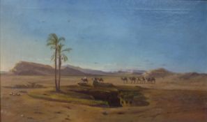 ORIENTALIST (XIX / XX). Caravan in the desert.45 cm x 74 cm. Painting. Oil on canvas. No signature