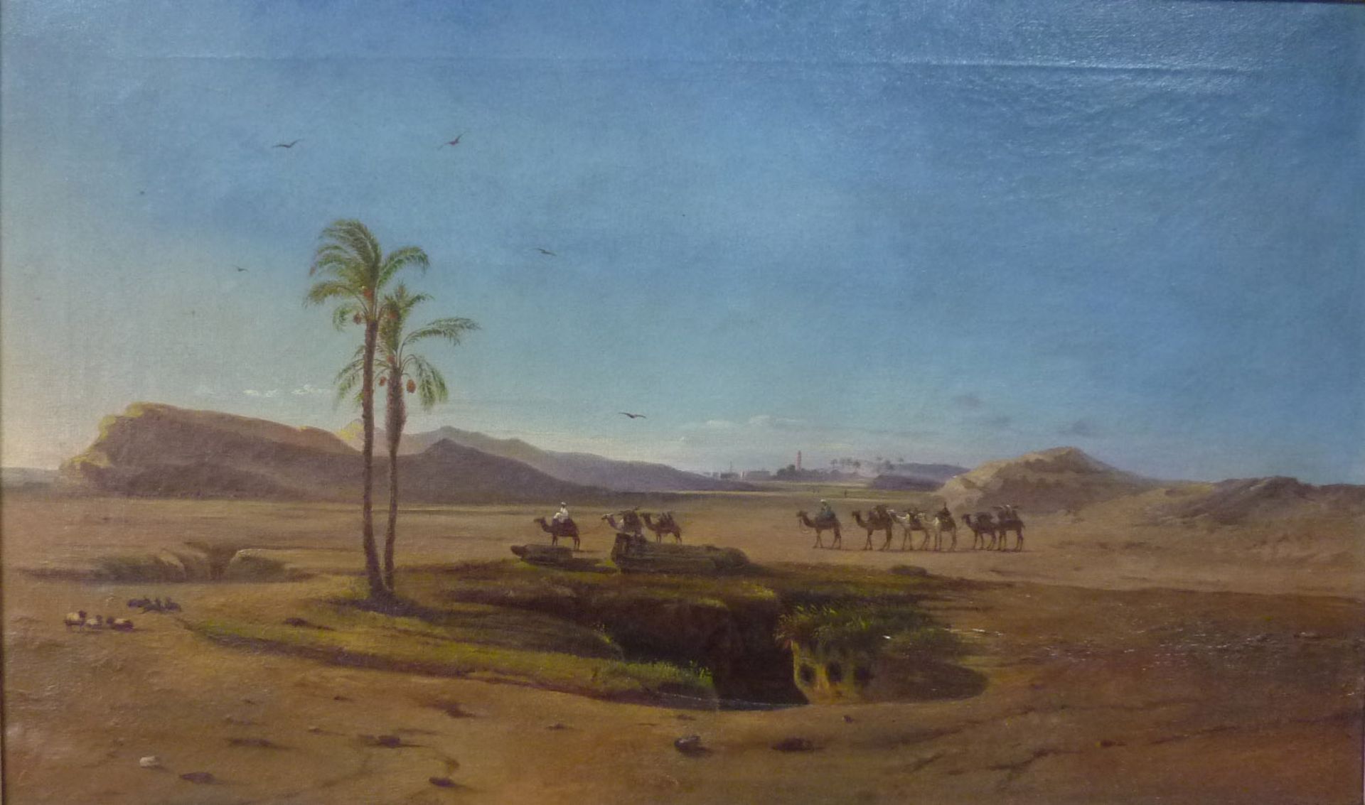 ORIENTALIST (XIX / XX). Caravan in the desert.45 cm x 74 cm. Painting. Oil on canvas. No signature