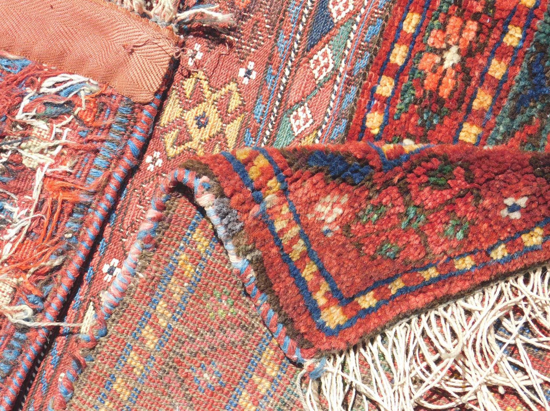 Shah - Savan Persian rug. Pocket front. Iran. Antique, around 1900.94 cm x 132 cm. One side hand- - Image 7 of 7