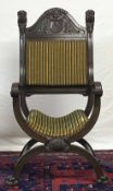 Scissor chair. Probably oak around 1900.123 cm x 62 cm x 60 cm. Seat height 36 cm. According to