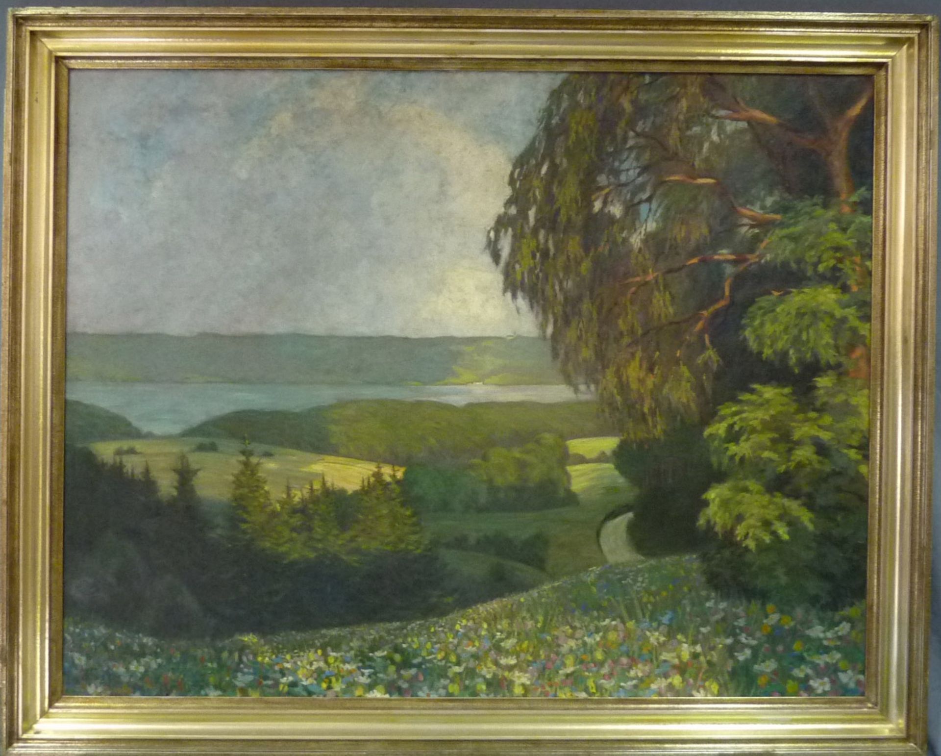 Leopold DURM (1878 - 1918). "Ammersee" 1909.110 cm x 140 cm. Painting. Oil on canvas. No signature - Bild 2 aus 6