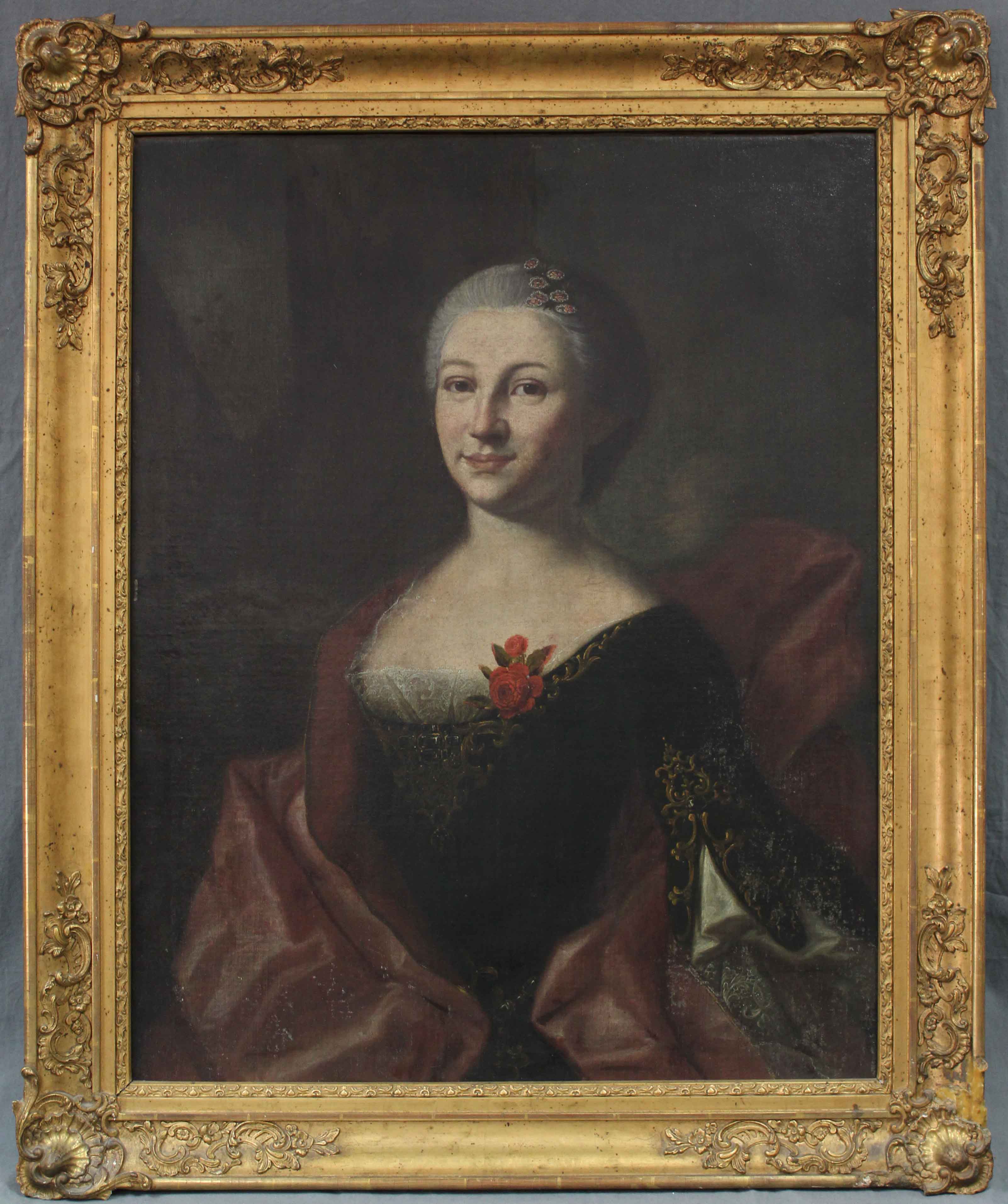 UNSIGNED (XVIII - XIX). Portrait of a woman.64 cm x 81 cm. Painting. Oil on canvas. No signature - Bild 6 aus 6
