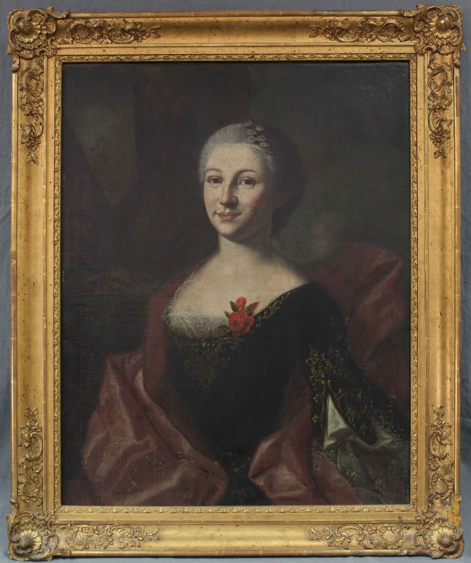 UNSIGNED (XVIII - XIX). Portrait of a woman.64 cm x 81 cm. Painting. Oil on canvas. No signature - Bild 6 aus 6