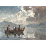 Erwin KETTEMANN (1897 - 1971). "Fischerboot Chiemsee".30 cm x 40 cm. Painting. Oil on canvas. Signed