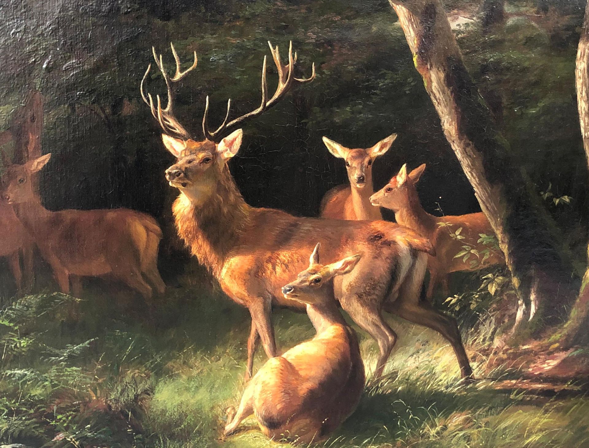 Carl Friedrich DEIKER (1836 - 1892). Deer pack 1860.51 cm x 62 cm. Painting. Oil on canvas. Signed - Bild 4 aus 7